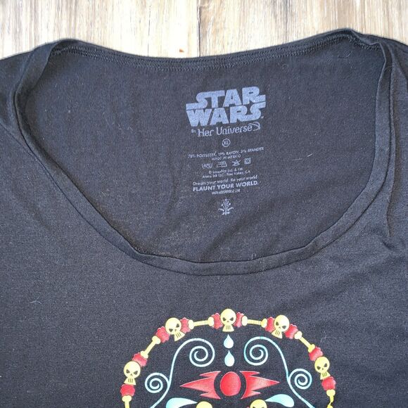 Star Wars Women's XL Sugar Skull Darth Vader T-Shirt Tee Disney Day Of The Dead - Picture 5 of 14
